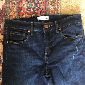 LOFT Modern Skinny fringe hem distressed jeans